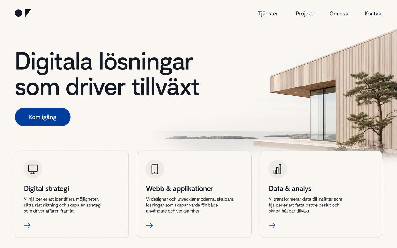 Exempel på en modern företagshemsida skapad av RYTEQ Design